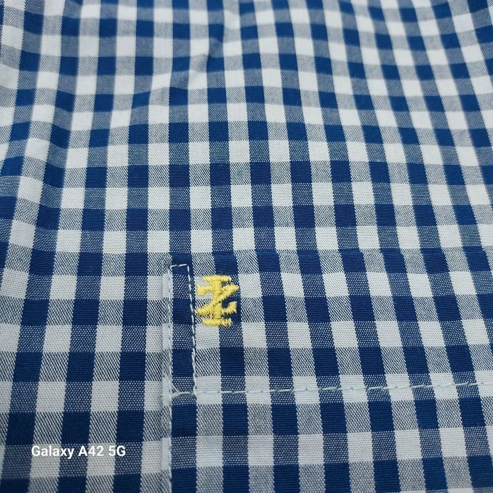 Izod Premium‎ Essentials Mens XLT Blue Gingham Button Down Shirt 100% Cotton